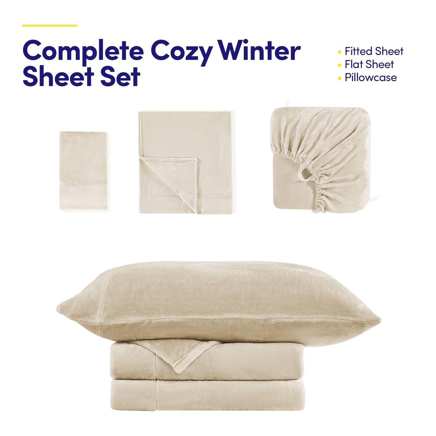 Complete Cozy Winter Sheet Set

- Fitted Sheet
- Flat Sheet
- Pillowcase