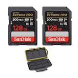 SanDisk - 128GB Extreme PRO 200MB/s Memory Card (2-pack) with Memory Case bundle
