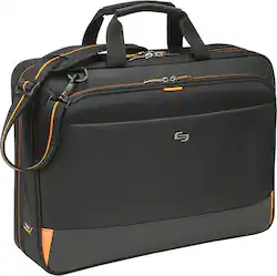 Solo New York - Focus Portfolio Briefcase for 17.3" Laptop - Black/Orange - Front_Zoom