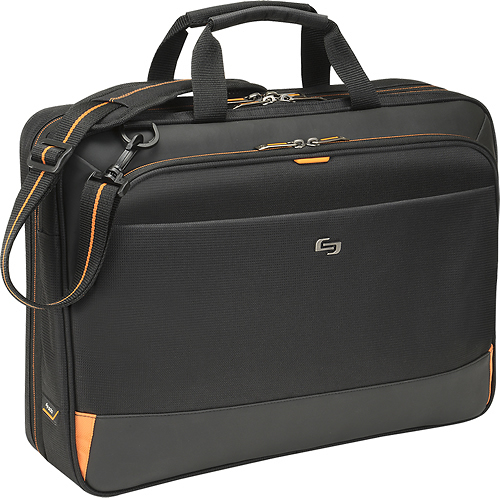 solo New York - Urban Ultra Portfolio Laptop Briefcase for 17.3" Laptop - Black/Orange