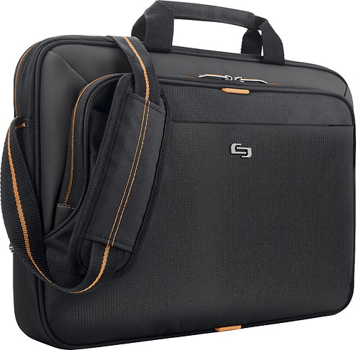 Back. Solo New York - Ace Slim Briefcase for 15.6" Laptop - Black/Orange.