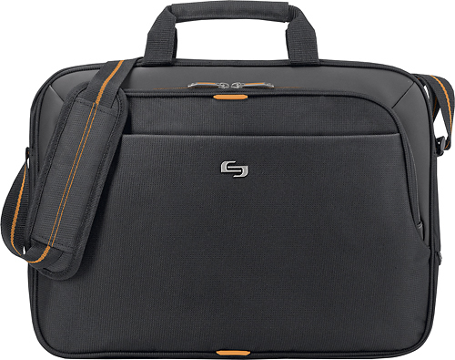 Solo - Urban Laptop Briefcase - Black/Orange - Larger Front