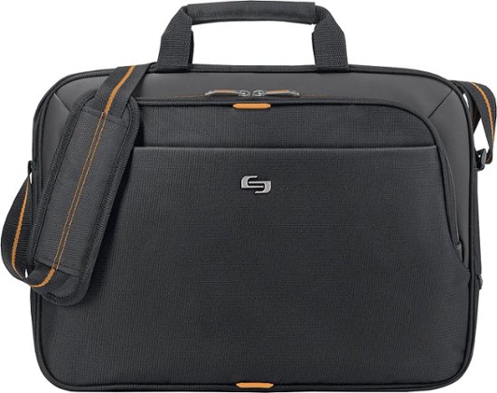 Front Zoom. Solo New York - Urban Laptop Briefcase for 15.6" Laptop - Black/Orange.