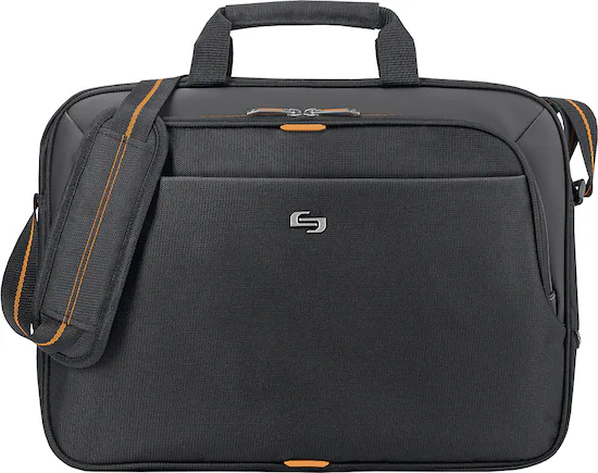 Solo New York Ace Slim Briefcase for 15.6 Laptop Black Orange UBN101 4 Best Buy