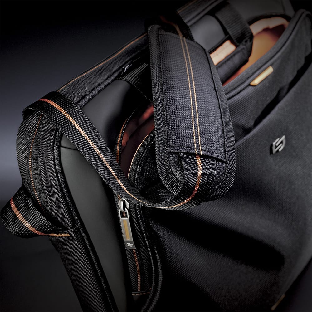Alt View 13. Solo New York - Ace Slim Briefcase for 15.6" Laptop - Black/Orange.