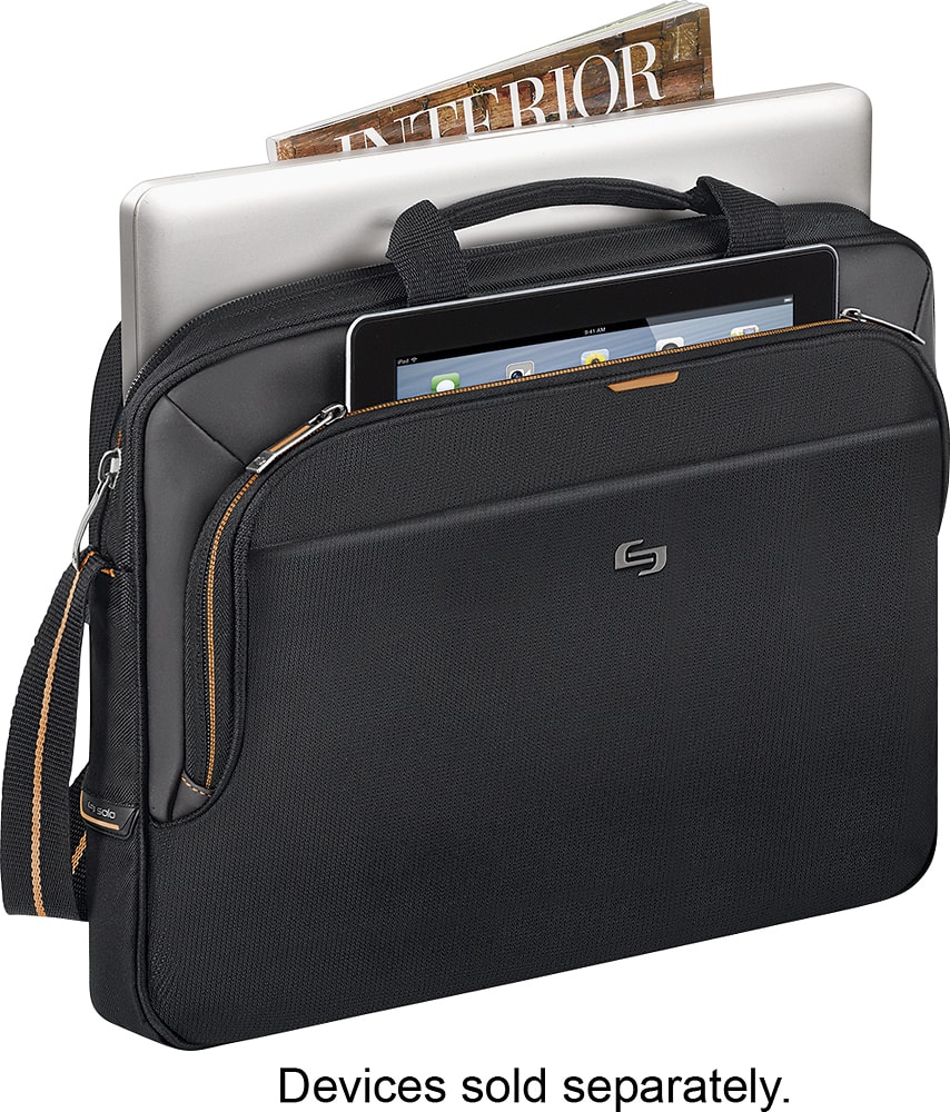 Alt View 1. Solo New York - Ace Slim Briefcase for 15.6" Laptop - Black/Orange.