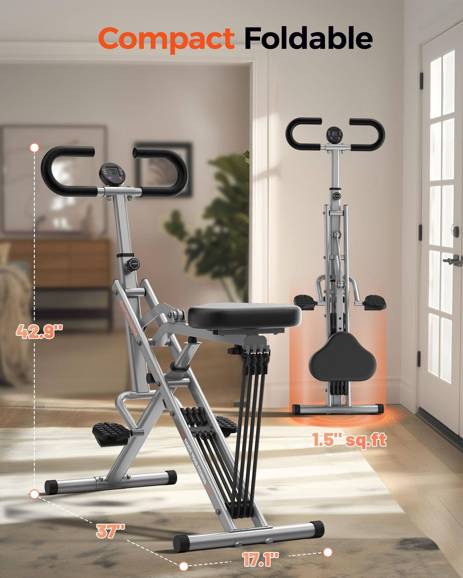 Compact Foldable  
42.9"  
1.5" sq.ft  
37"  
17.1"