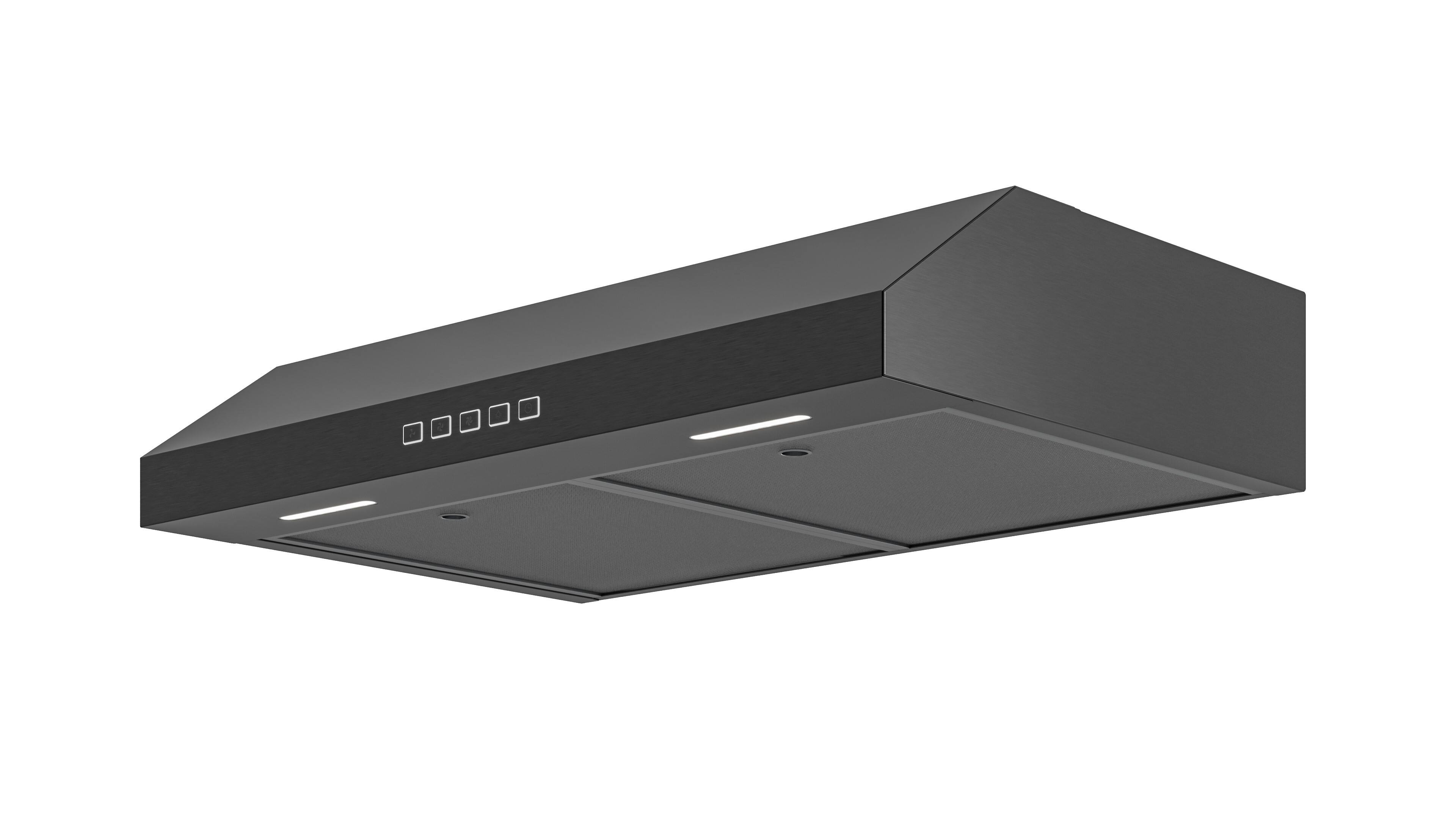 Left. Broan - Broan-NuTone 30-Inch Under Cabinet Range Hood, ENERGY STAR, 350 Max Blower CFM - Black.
