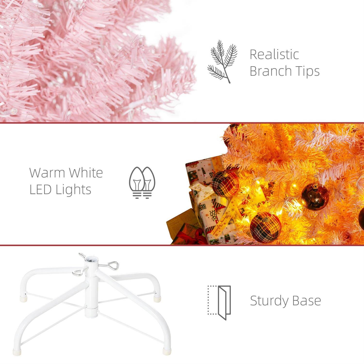 - Realistic Branch Tips
- Warm White LED Lights
- Sturdy Base