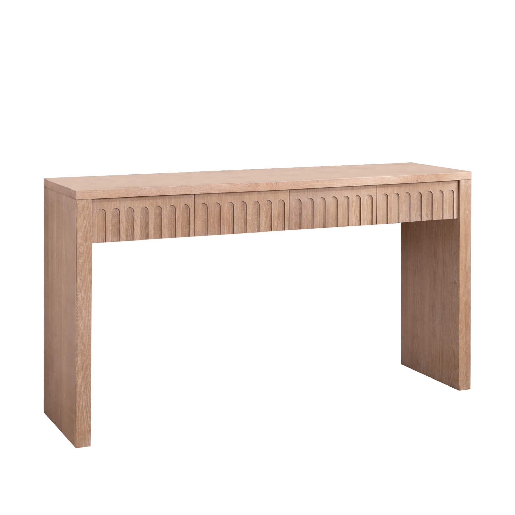 Spaco - 59 Inch Modern Console Table with 4 Drawers, Wood Finish Entryway Table for Narrow Hallway Living Room - Natural