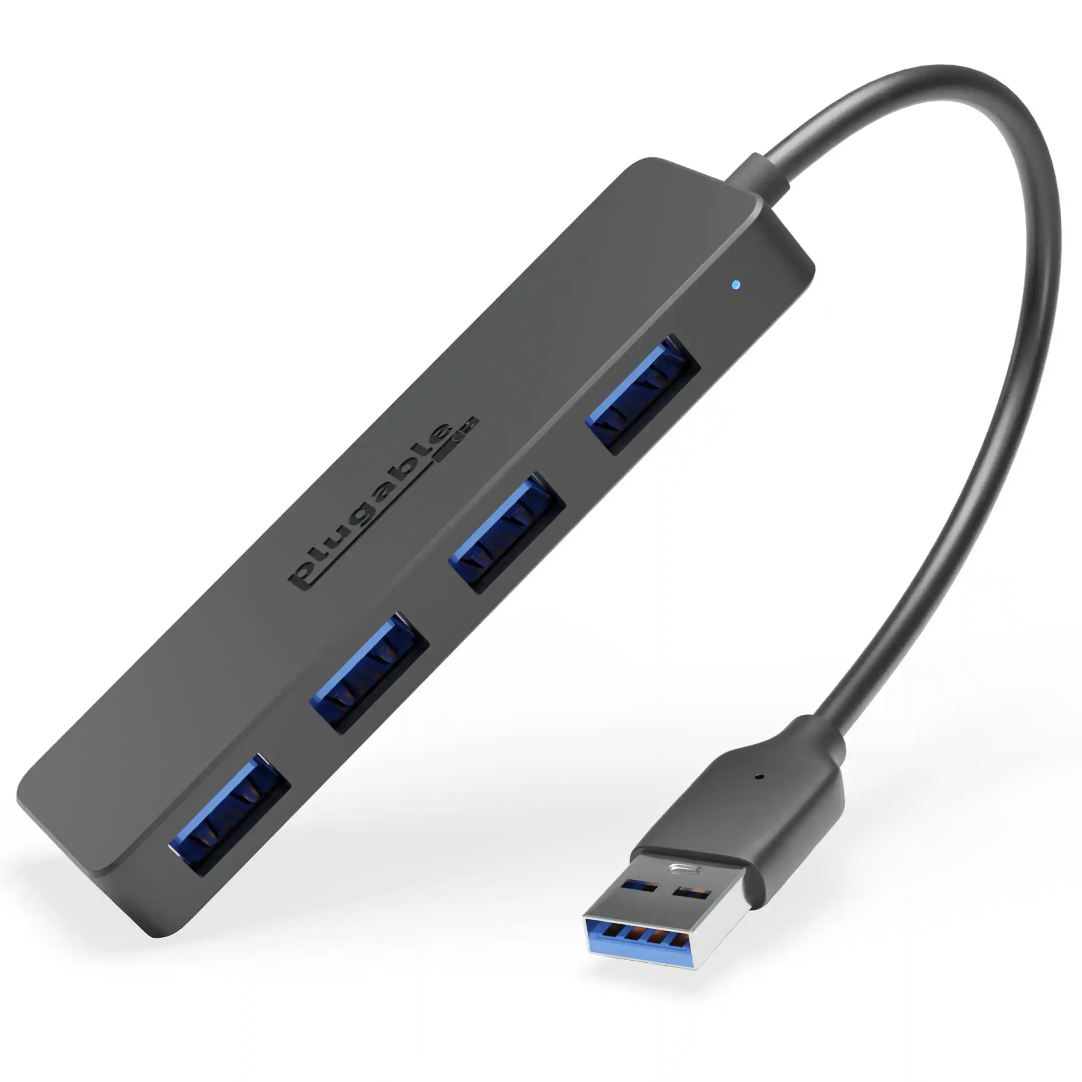 Plugable - 4 Port USB Hub 3.0 Compatible with Windows, Surface Pro, PC, Chromebook, Linux, Android, Charging Not Supported - Black