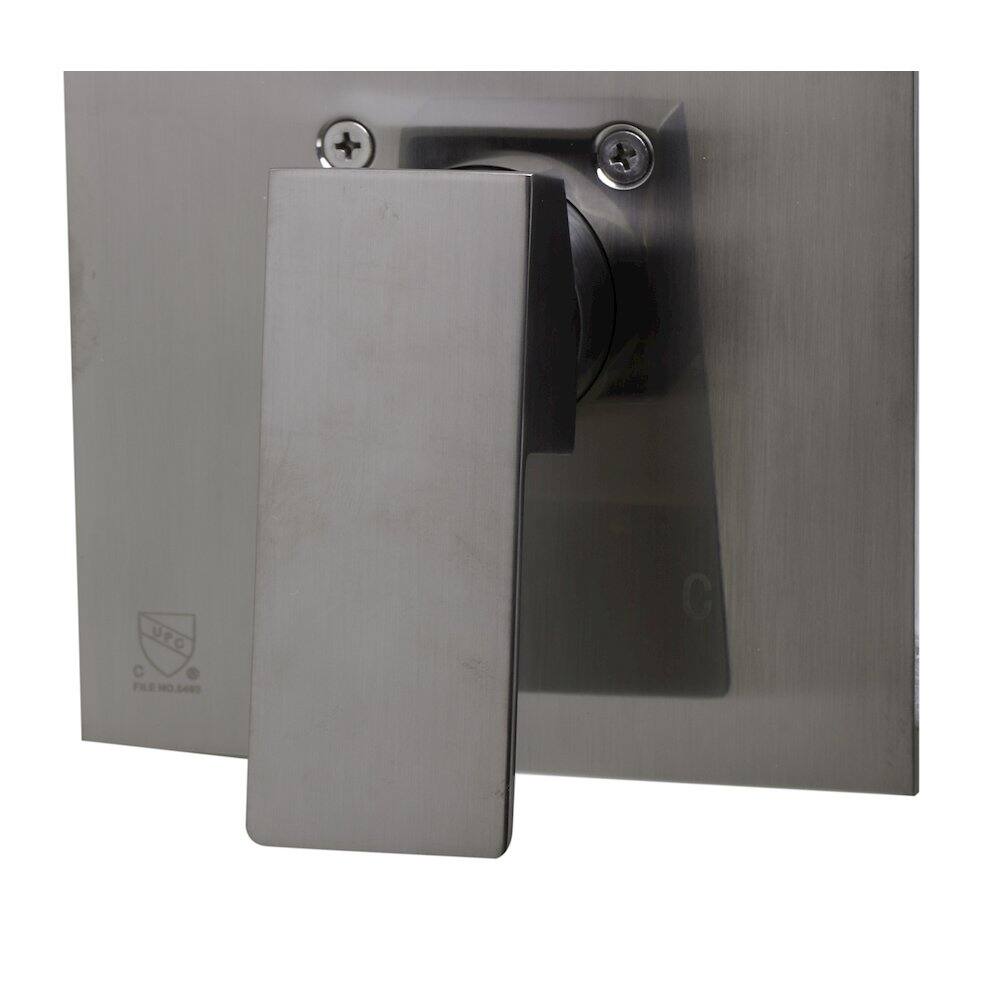 Left. Alfi - Brushed Nickel Shower Valve Mixer With Square Lever Handle - Silver.