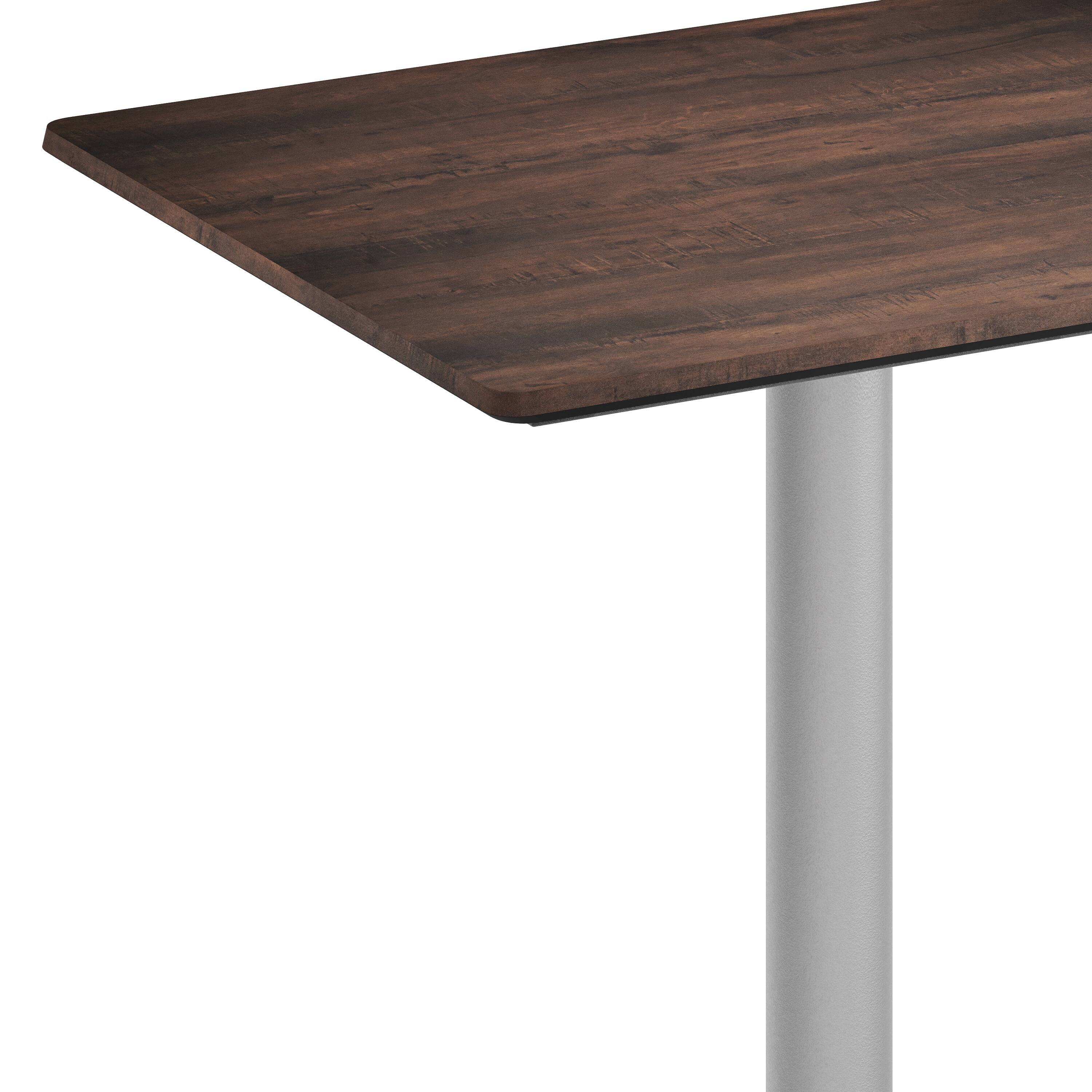 Alt View 9. Emma + Oliver - PureShield Indoor Outdoor Tabletop with Seam-Free Surface Innovation and Cast Iron Bistro Table Base - Dark Brown/Silver Base.