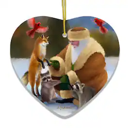 OrnamentallyYou - Santas Farm Critters Christmas Ornament Folk Themed Raccoon Fox and Cardinal - Multi-colored