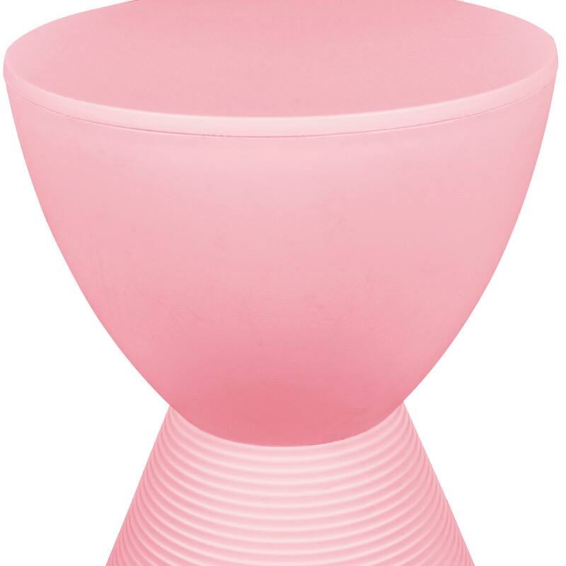 Alt View 5. LeisureMod - Boyd Modern Round Hourglass Accent Side Table, Drum Storage Table with Ribbed Base for Indoor/Outdoor - Pink.