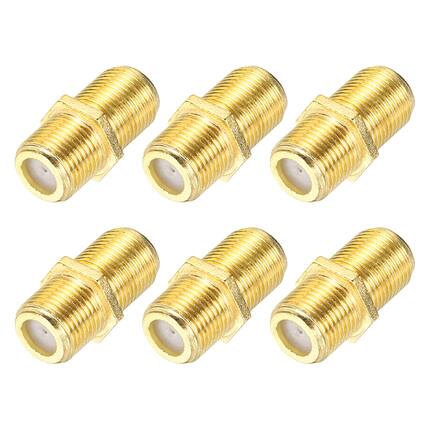 Front. Unique Bargains - 6pcs RG6 Coaxial Connector, F Female to Female, 75 Ohm Plated, 22x10mm, for Broadcast, Antenna - Gold.