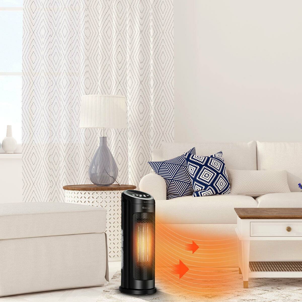 Alt View 1. Costway - Costway Portable Oscillating PTC Ceramic Space Heater 1500W LED 12H Timer Remote Control - Black.