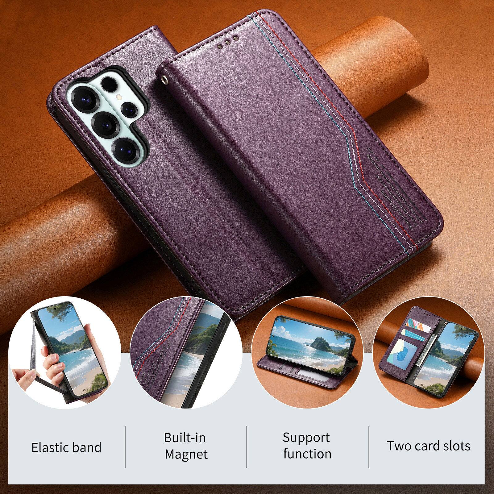 - Elastic band
- Built-in Magnet
- Support function
- Two card slots