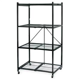 Origami - 4 Tier Multipurpose Folding Storage Organizing Rack with Wheels (2 Pack) - Pewter
