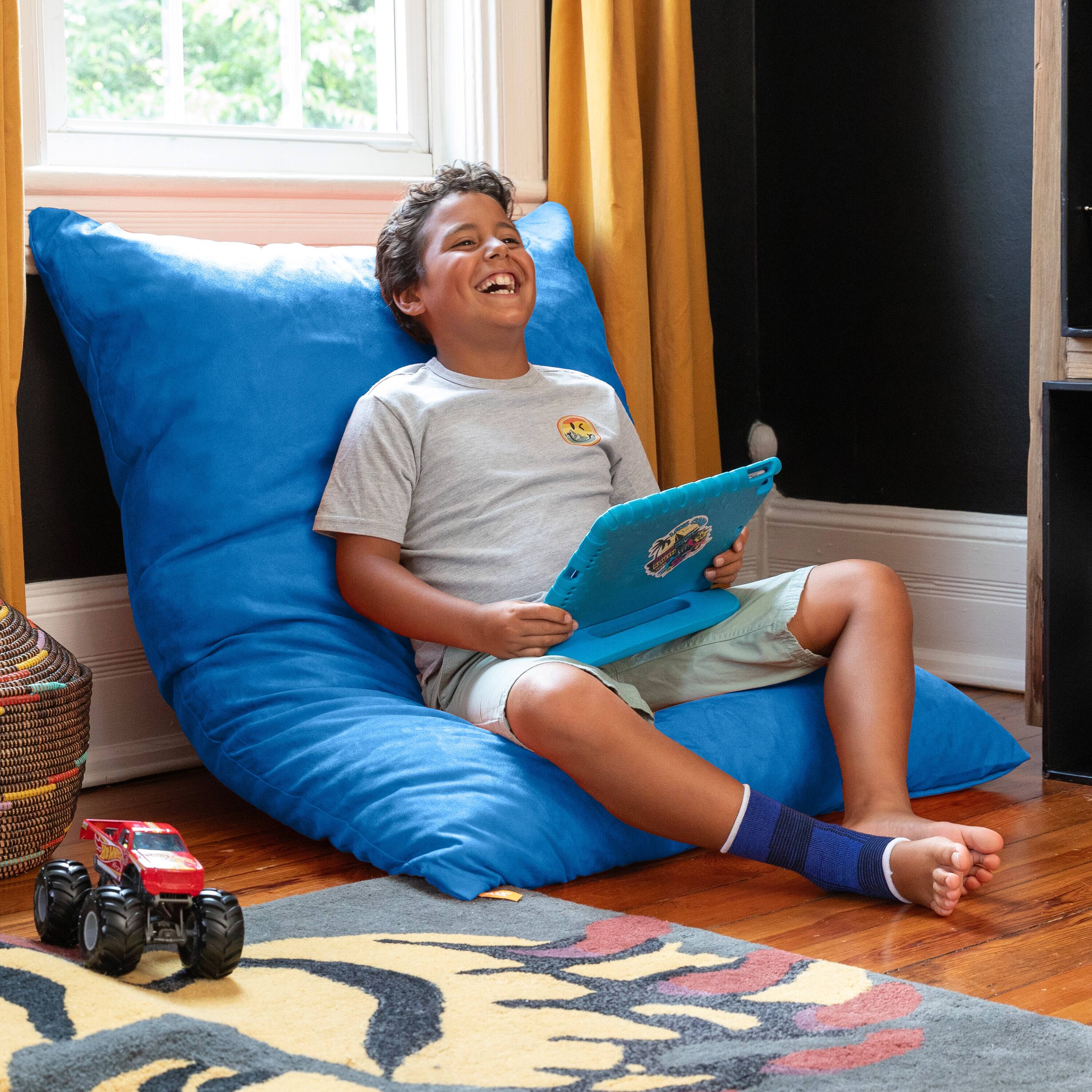 Angle. Jaxx - Jaxx 3.5 Ft Pillow Saxx Kids Bean Bag, Blueberry - Blueberry.