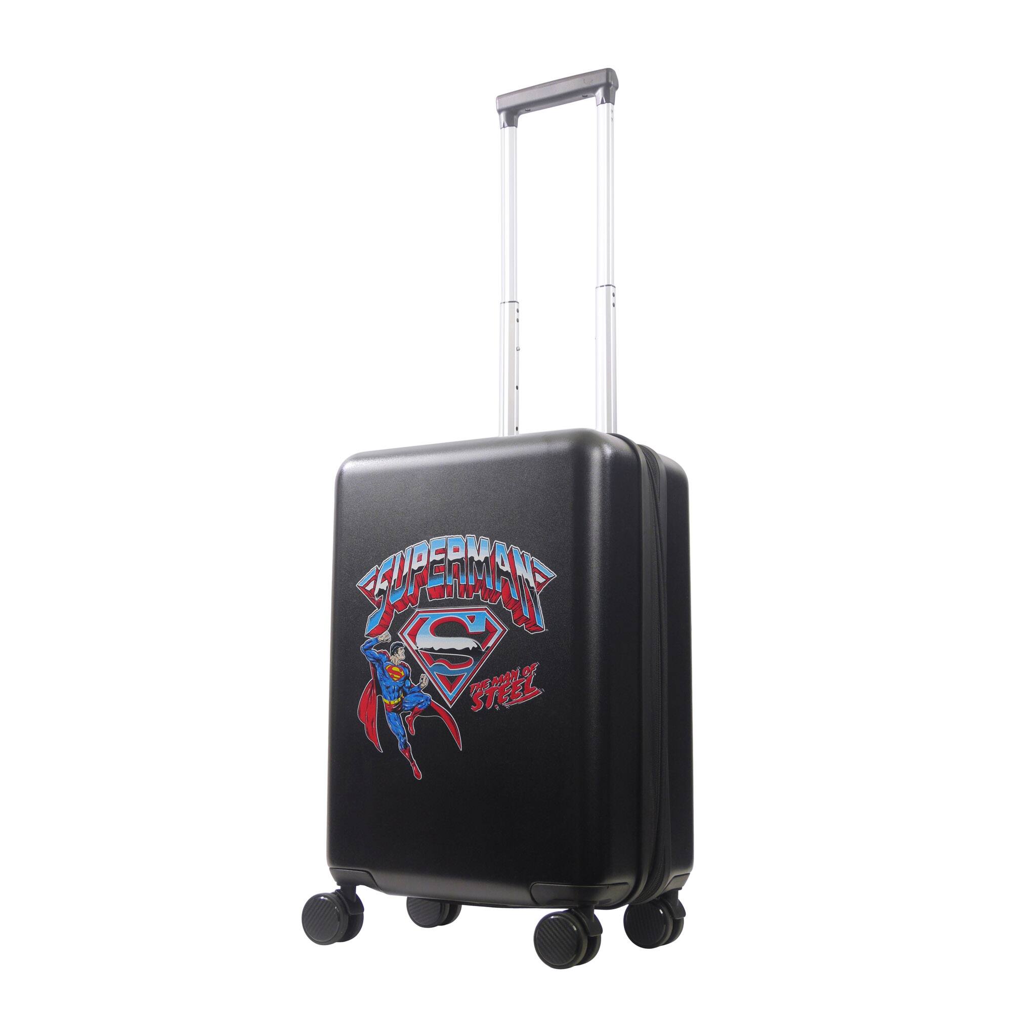 Angle. Ful - Superman “Man of Steel” 22.5" Hardside Carry-On Spinner - BLACK.