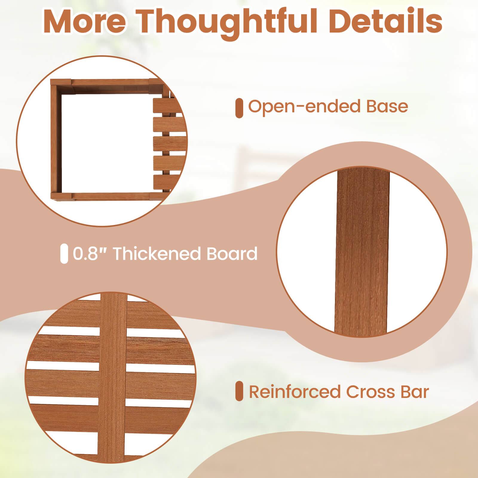 More Thoughtful Details

- Open-ended Base
- 0.8" Thickened Board
- Reinforced Cross Bar