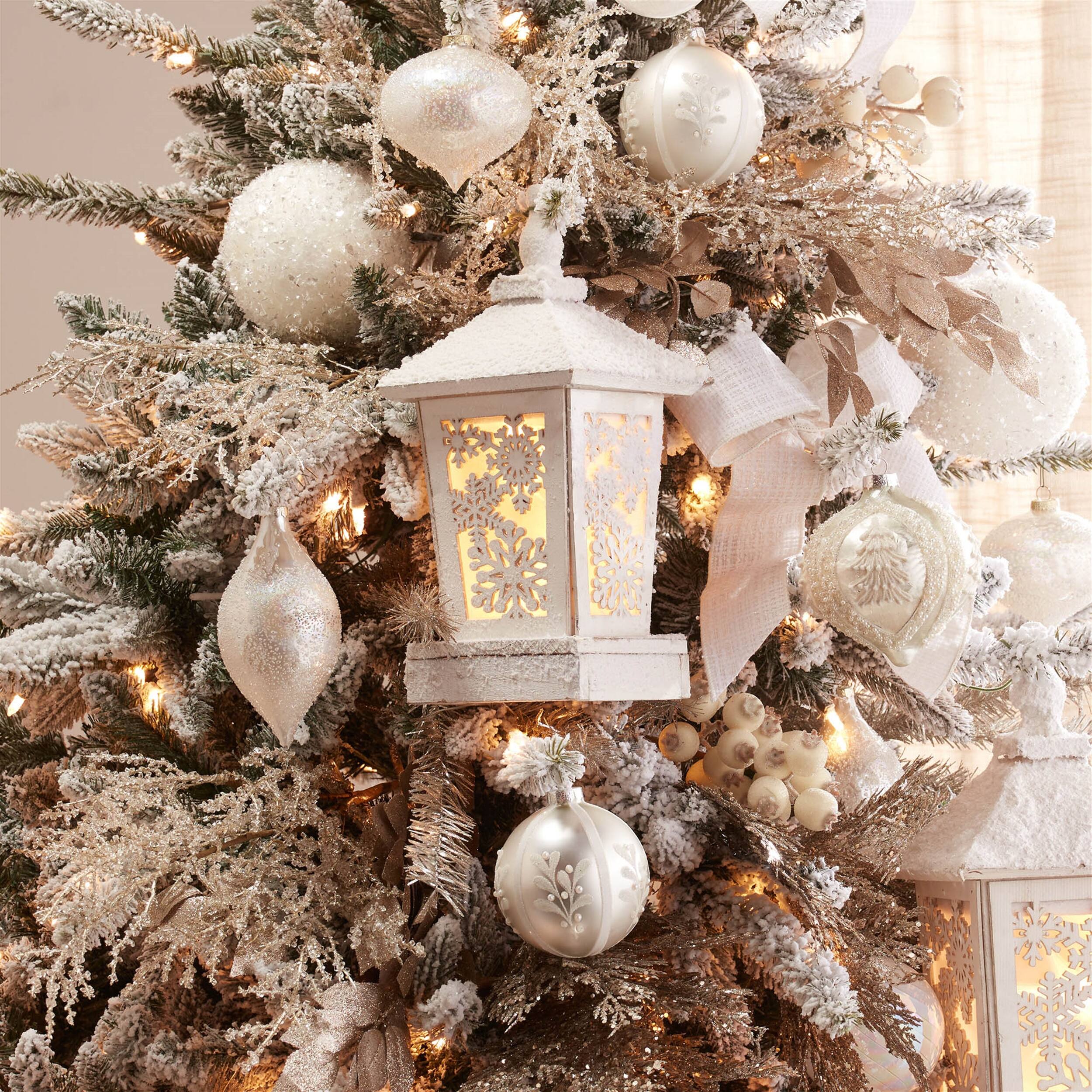 Angle. BreeBe - LED Winter Lantern 14"H - White.