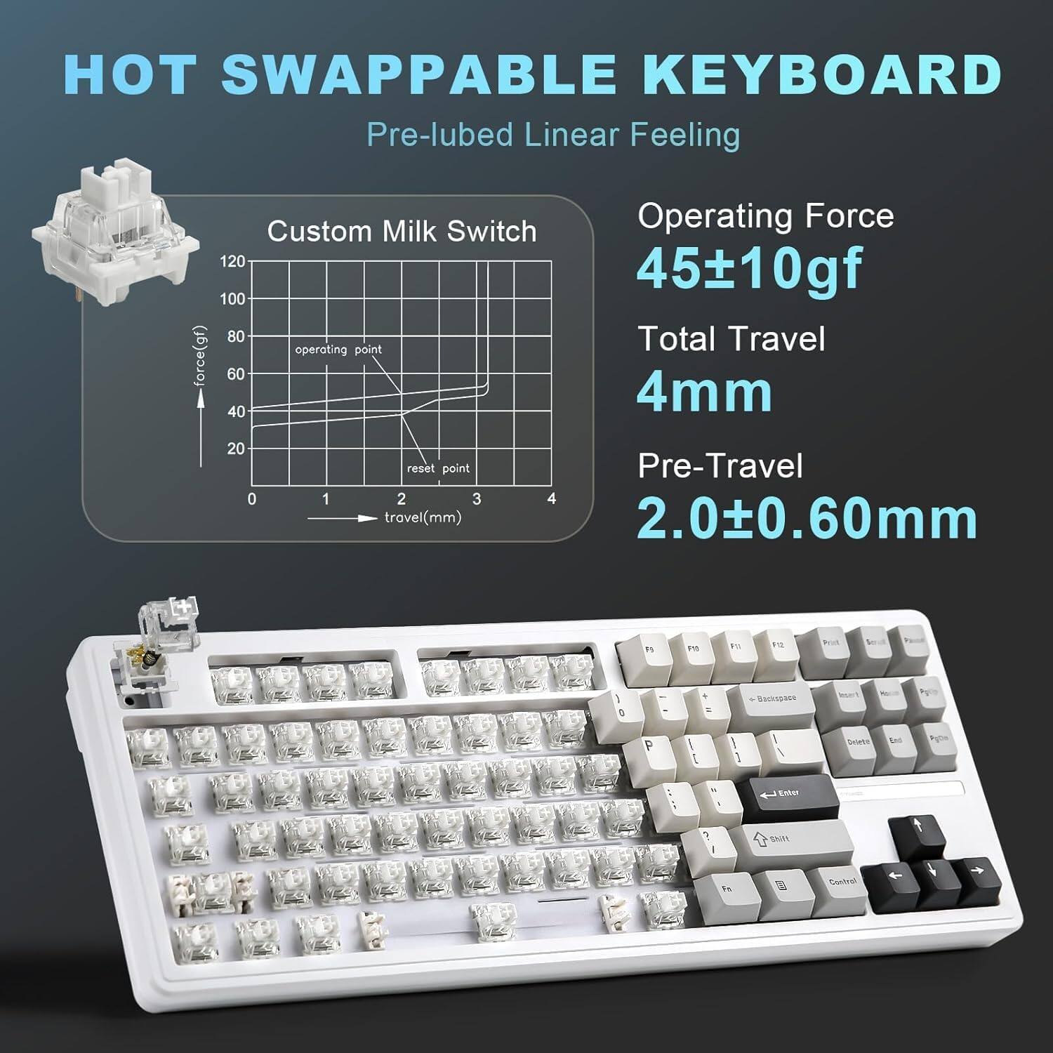 Wikistore YZ87 Gasket Mechanical Keyboard,TKL Wireless Hot