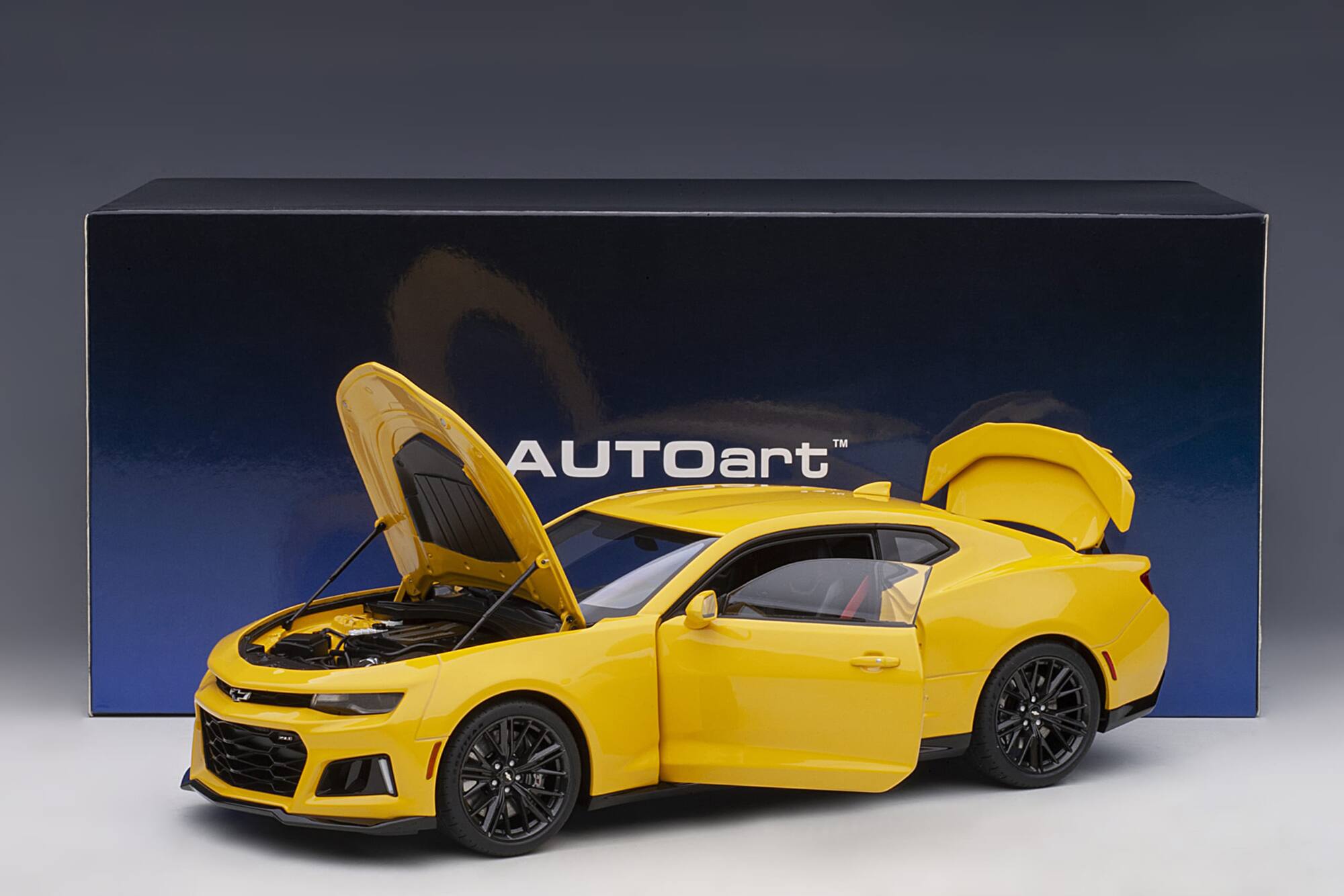 Alt View 4. Autoart - Chevrolet Camaro ZL1 Bright Yellow 1/18 Model Car by Autoart.