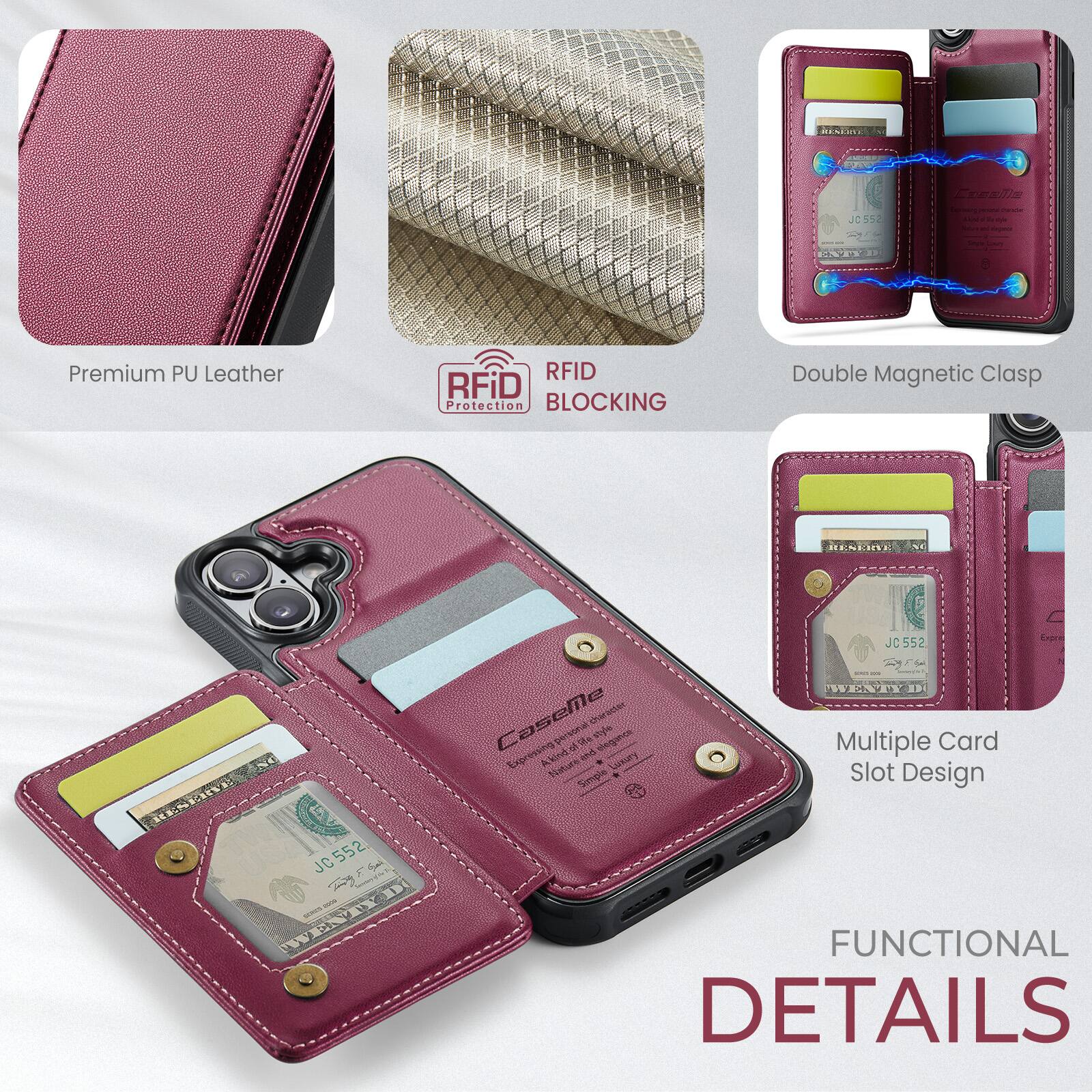 RESEONE 1 J05SA OL zamTe - a Mee - mm - Premium PU Leather RFID RFiD Protection BLOCKING Double Magnetic Clasp HENEIN JC 552 CaN WENYI - JC552 Expen CaseMe nrarter pertonal e styn ahegance Card Eigpressing n Multiple Nature . wATY Slot Simple Design FUNCTIONAL DETAILS