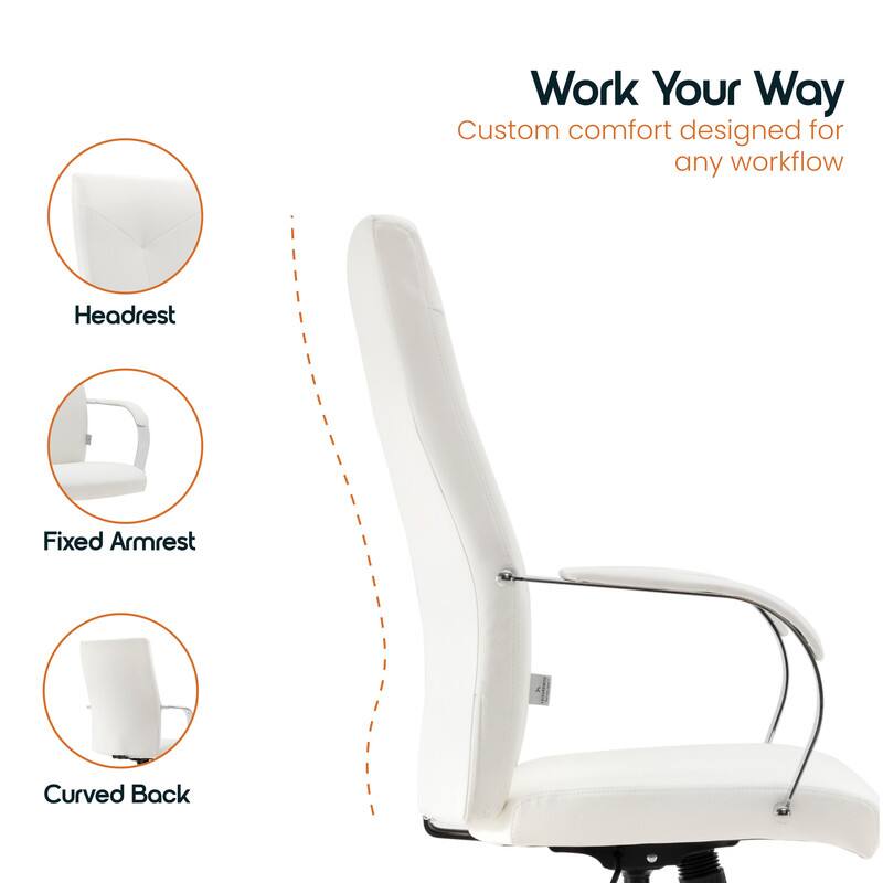 Work Your Way  
Custom comfort designed for any workflow  

- Headrest  
- Fixed Armrest  
- Curved Back