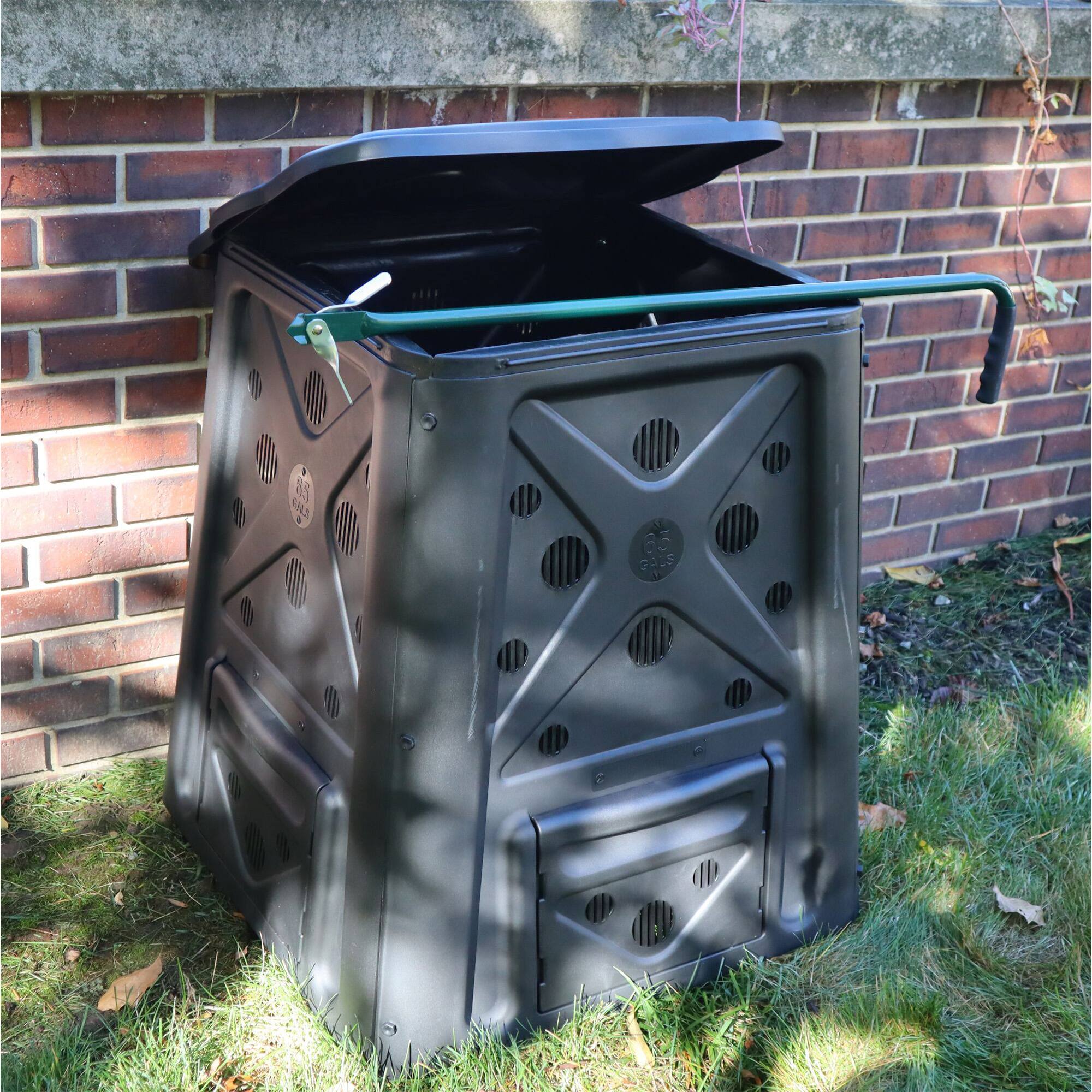 Alt View 2. Redmon - Redmon 65 Gallon Capacity Compost Bin with Lift Off Lid and 4 Door Access, Black - Black.