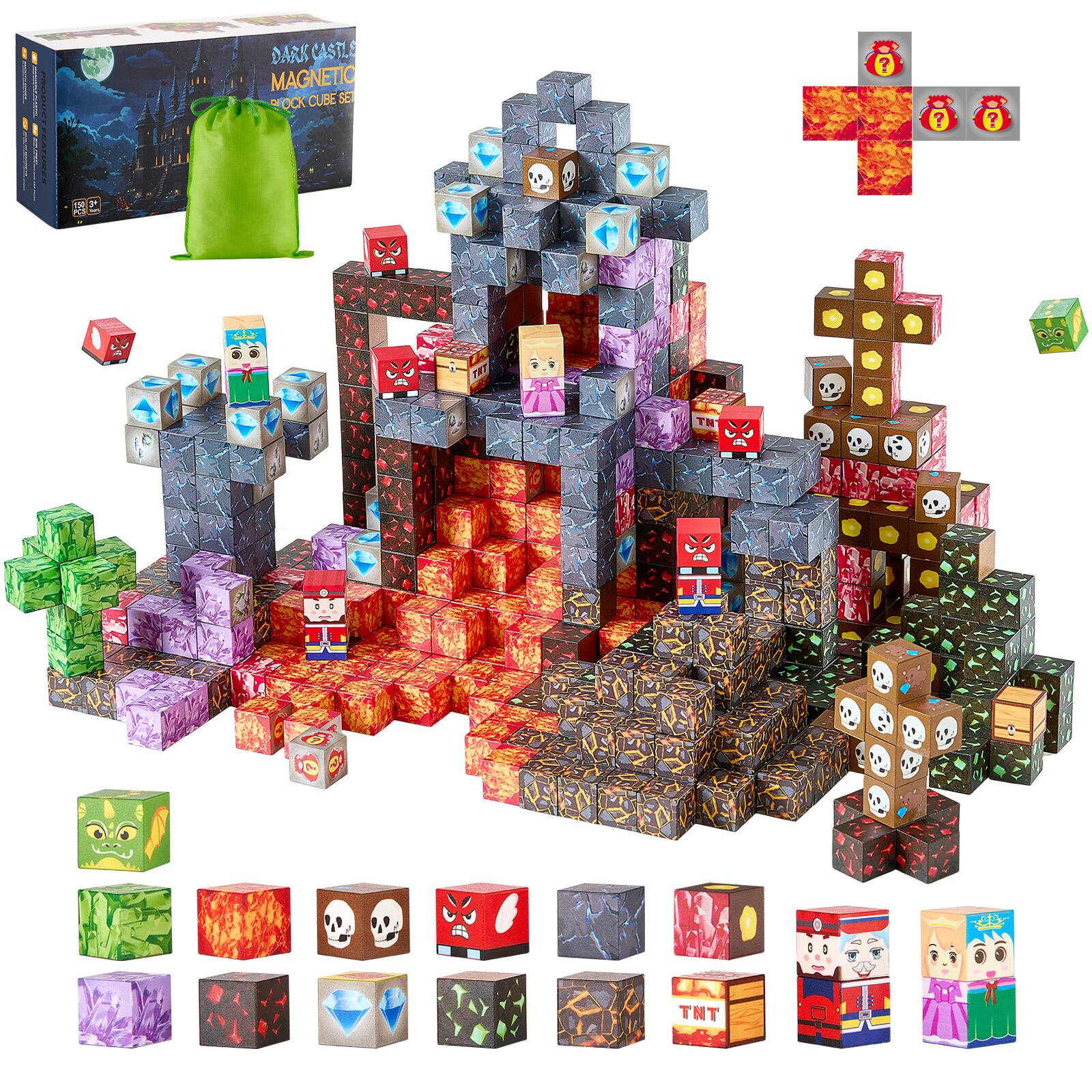 VEVOR - Magnetic Blocks, 150 PCS Dark Castle Set, Magnetic Building Cubes for Kids, STEM Montessori Sensory Toys - colorful