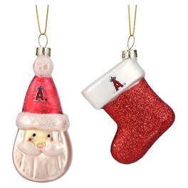 The Memory Company - Los Angeles Angels Two-Pack Santa & Stocking Blown Glass Ornament Set - Red