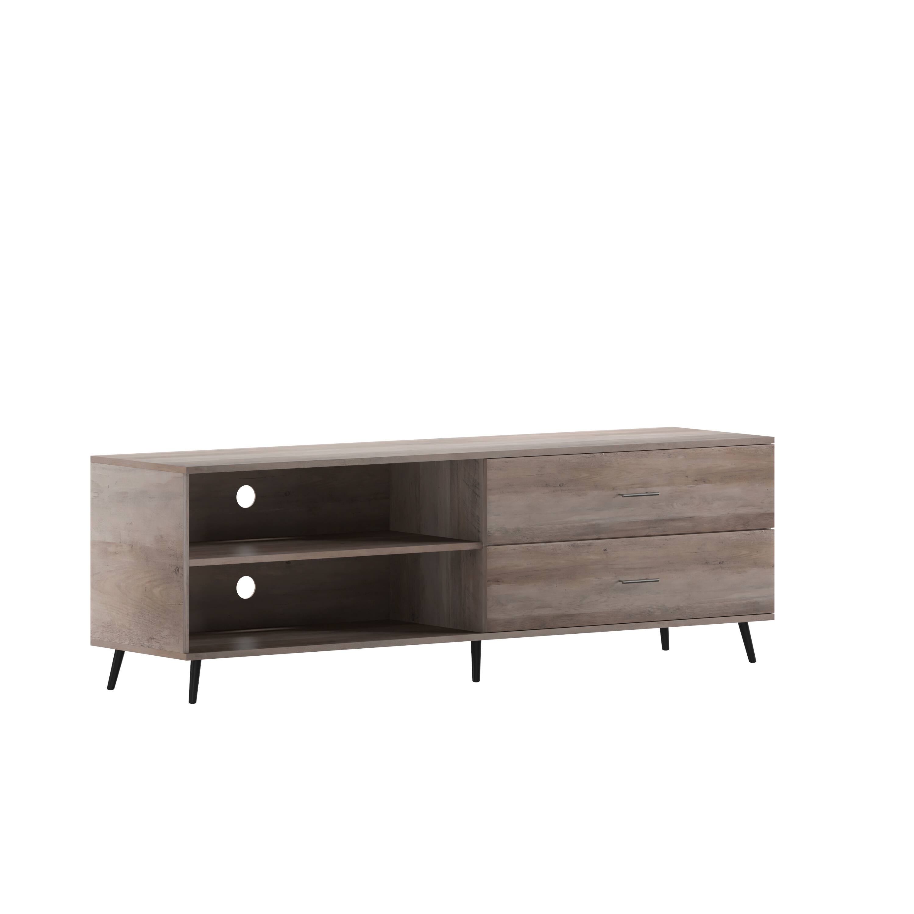 Alt View 1. Emma + Oliver - Galia Mid-Century Modern TV Stand with Drawers and Shelf - Walnut.