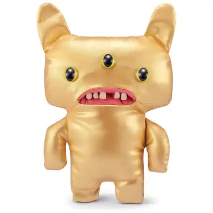 Front. Fuggler - Fuggler Gold Fuggs by ZURU Funny Ugly Monster, Plush, Collectible, Toy (Reeko - All Over Gold) - Assorted Pre-Pack.