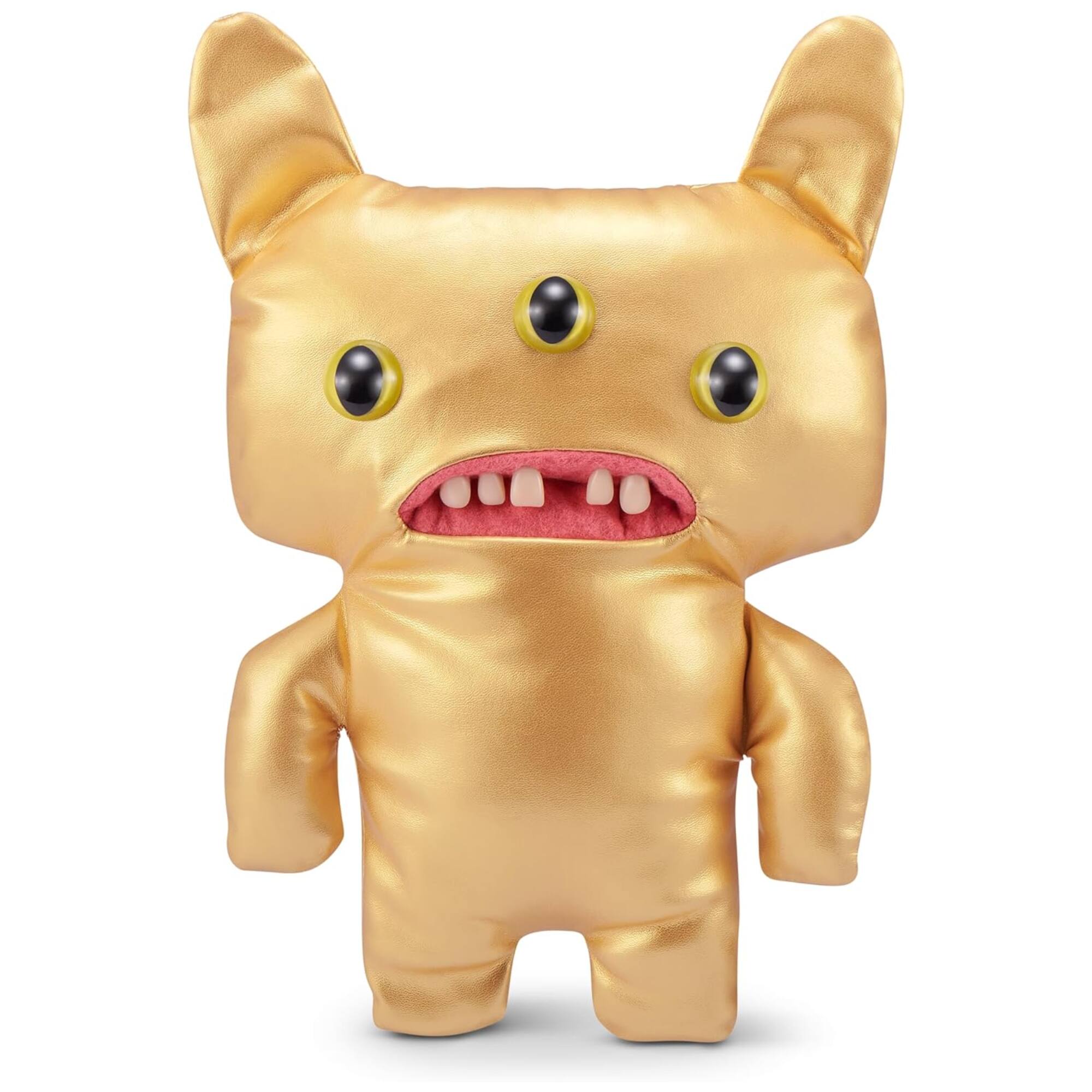 Front. Fuggler - Fuggler Gold Fuggs by ZURU Funny Ugly Monster, Plush, Collectible, Toy (Reeko - All Over Gold) - Assorted Pre-Pack.