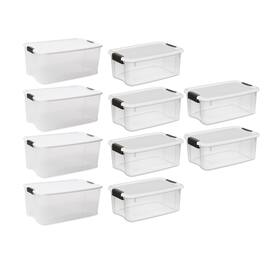 Sterilite - 4 Sets of 116 Quart Latch Lid Tote & 6 Sets of 18 Quart Latch Lid Tote - Clear