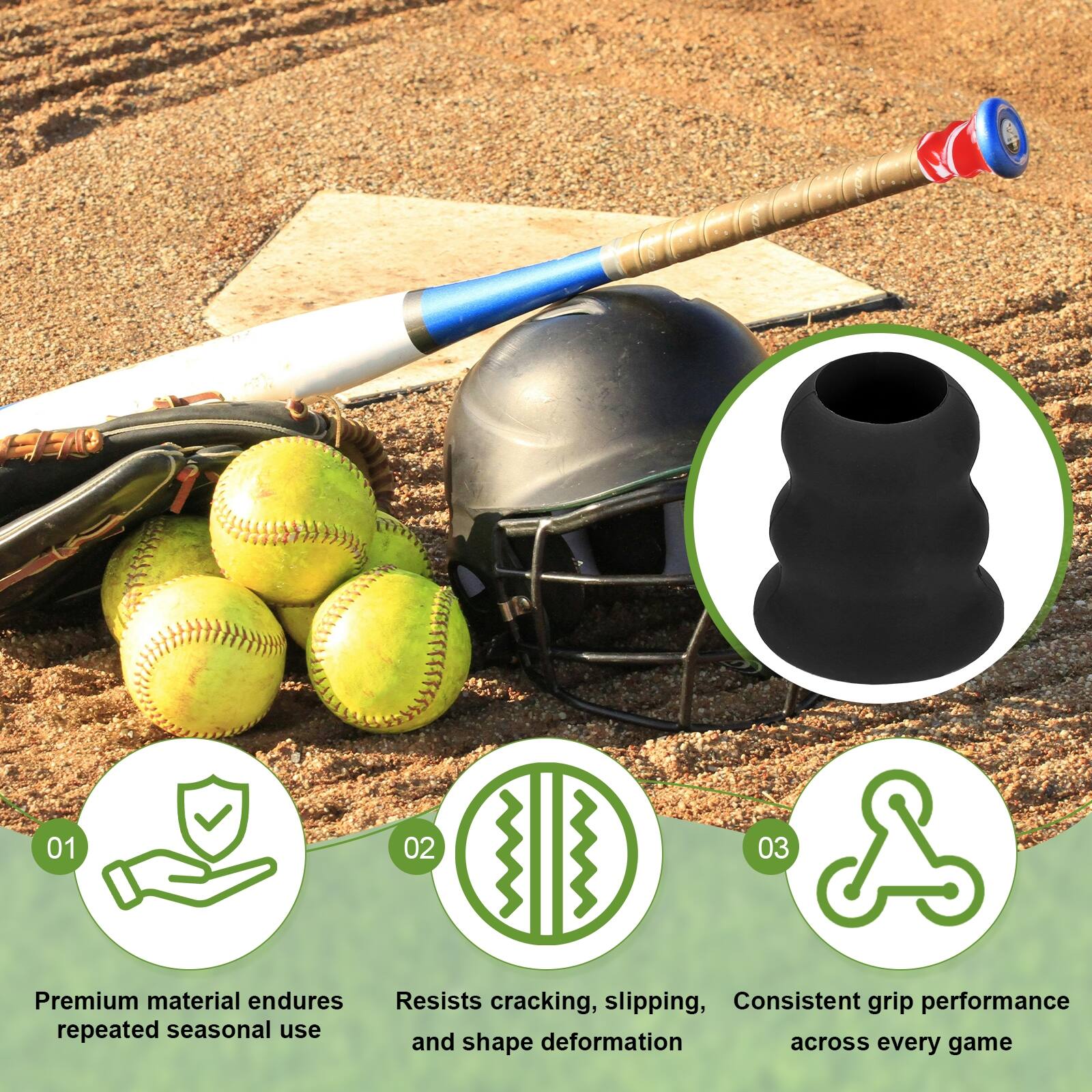 01 02 03 Premium material endures repeated seasonal use  
Resists cracking, slipping, and shape deformation  
Consistent grip performance across every game