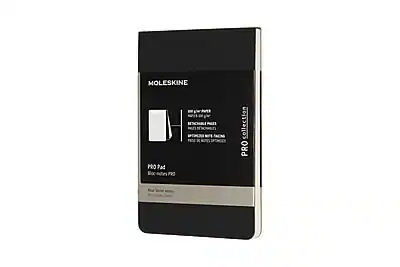 MOLESKINE
PRO Collection
PRO Pad
Black-wired PRO
- 100% recycled paper
- 100% recycled cardboard
- Acid-free paper
- 100% recycled paper cover
- 100% recycled paper elastic band
- 100% recycled paper bookmark