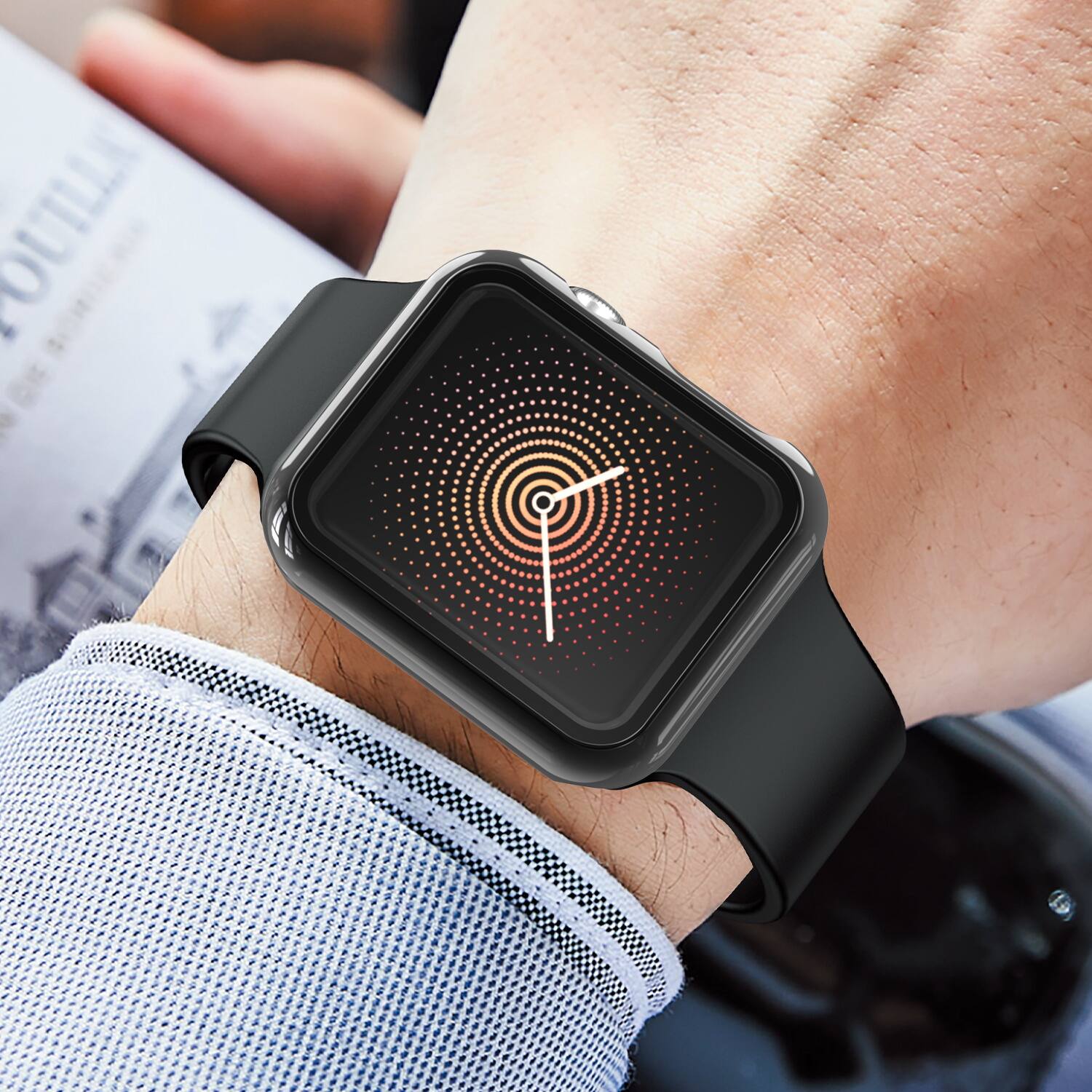 Alt View 4. Mybat - MyBat Case with Tempered Glass Screen for  Apple Watch Series 7 / Watch Series 8 / Series 9 - 41mm / Black - Transparent.