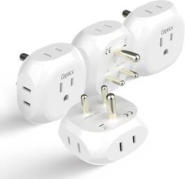 Ceptics - India, Pakistan Travel Adapter - 4 Input - Ultra Compact - Light Weight - White