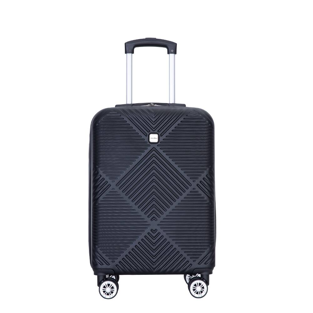 Back. Ropilly - Ropilly 4 Piece Luggage Set Black ABS Hard Shell Lightweight Travel Suitcases with Spinner Wheels - Black.