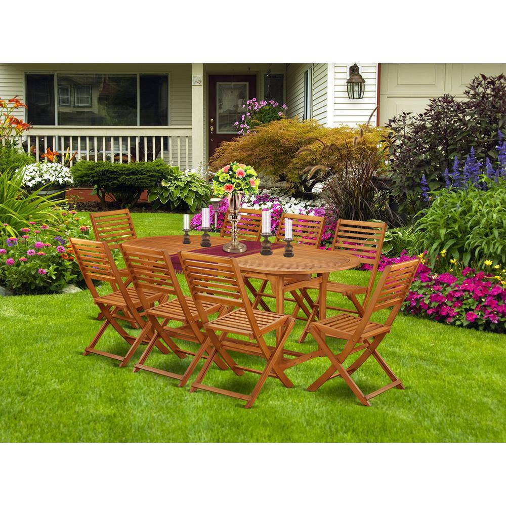 Back. East West Furniture - Wooden Patio Set Natural Oil - Brown.
