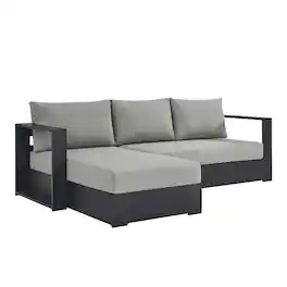 Modway - Tahoe 2-Piece Outdoor Powder-Coated Aluminum Left-Facing Chaise Sectional Sofa Set - Gray Gray