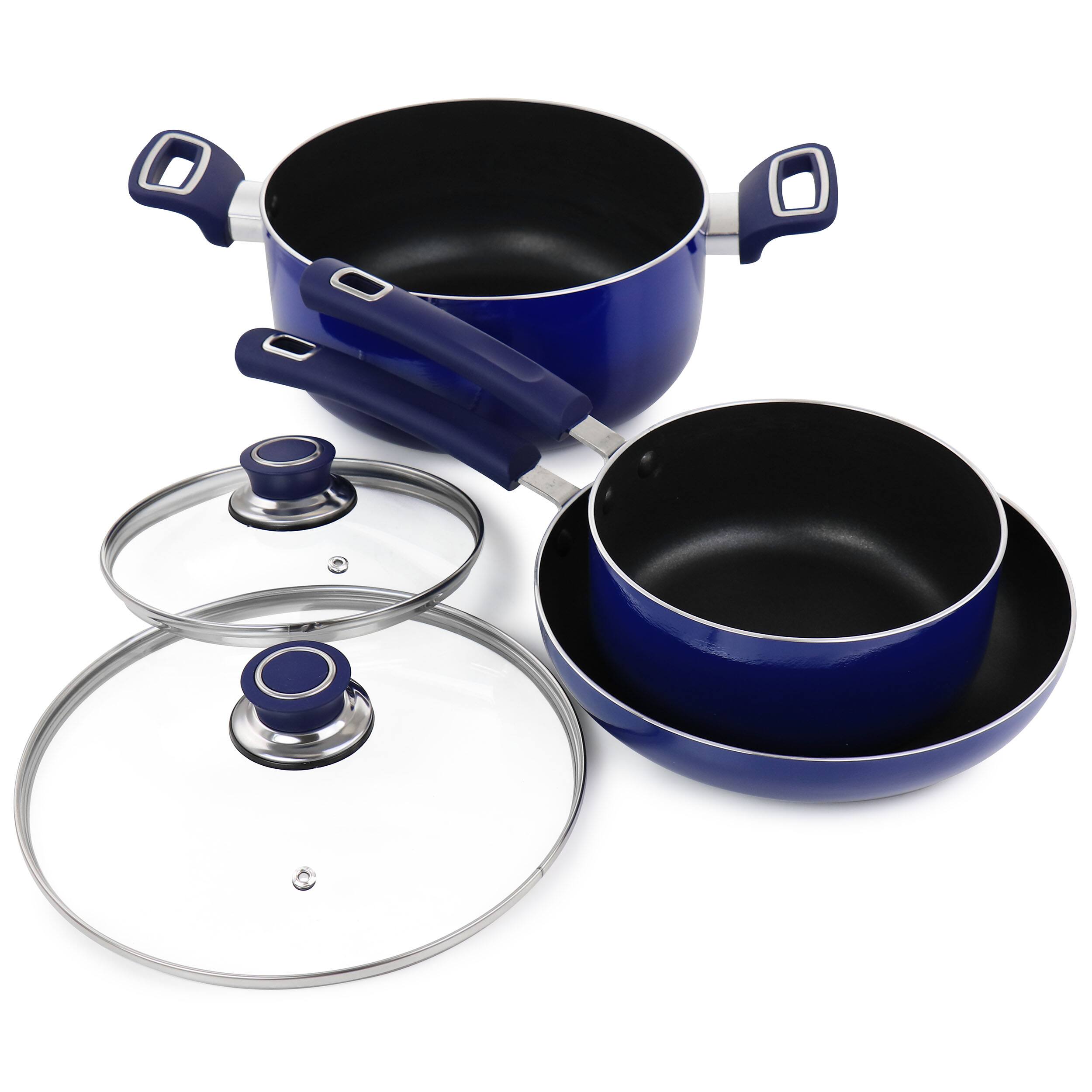 Alt View 1. Oster - Oster 7 Piece Non Stick Aluminum Cookware Set in Blue - Blue.