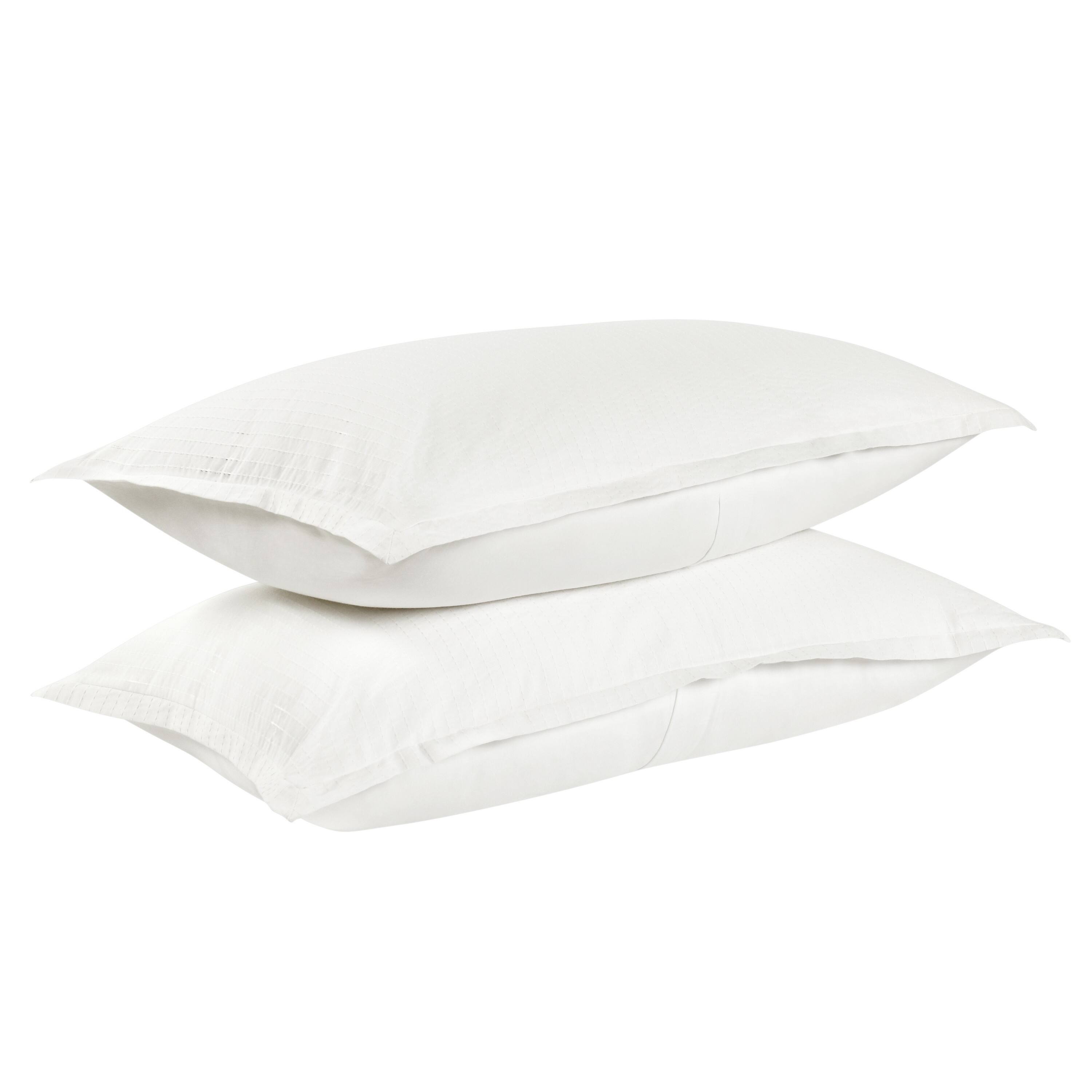Left. Manhattan Lane - Zoni 20 x 36 King Lumbar Pillow Sham, Woven Stitch Design,  Cotton - White.
