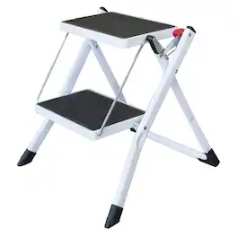 AmeriHome - Two Step Mini Step Ladder - White Black