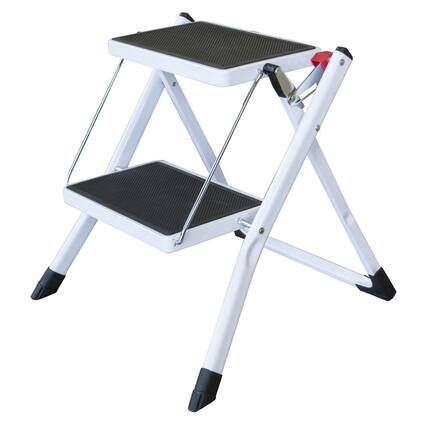 Front. AmeriHome - Two Step Mini Step Ladder - White Black.