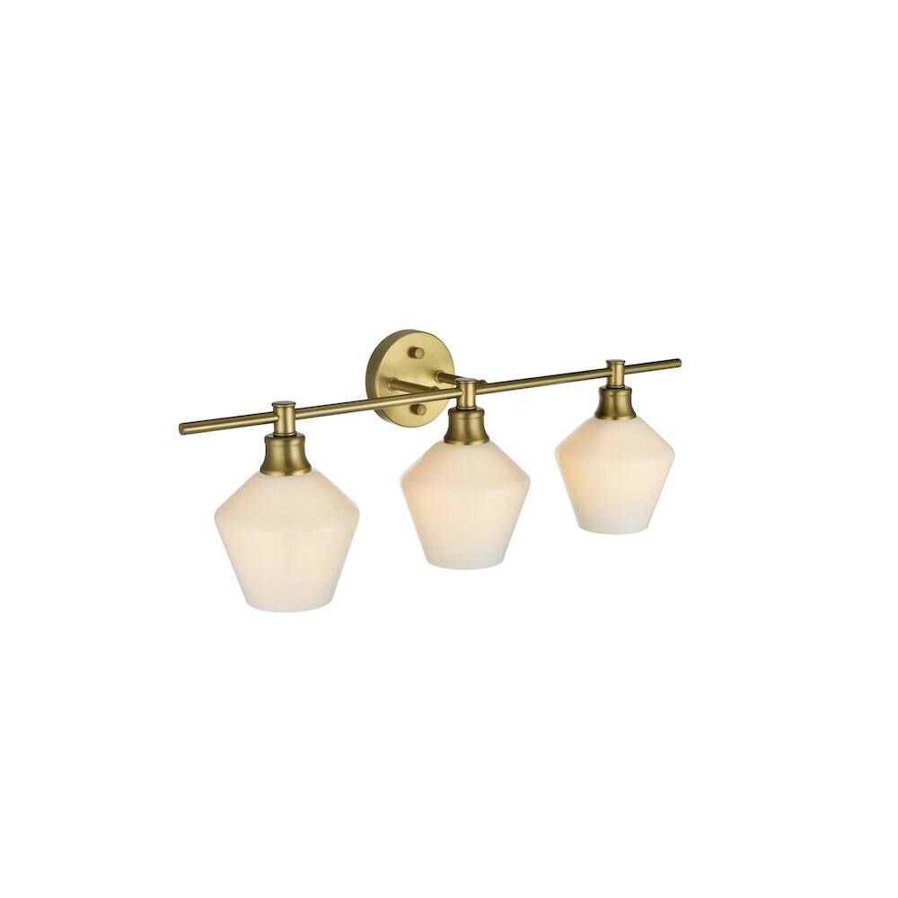 Living District - Gene 3 Light and Frosted White Glass Wall Sconce - Satin Gold price history on PriceWatchPro